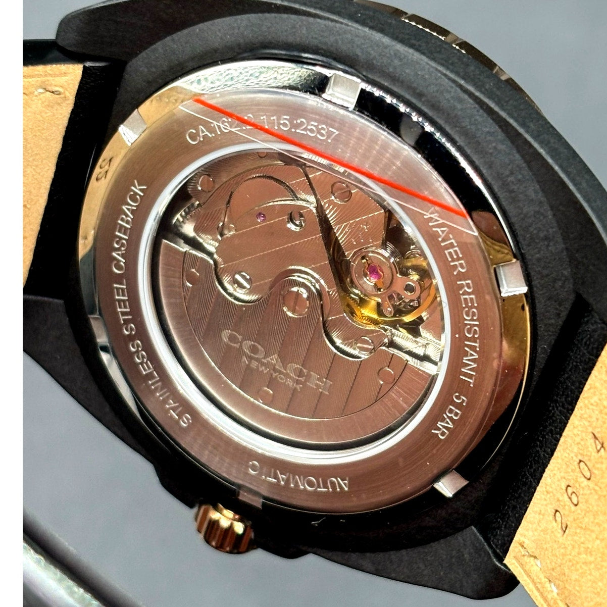 Coach Charter 14602734 Automatic 44mm Black Leather Men’s Watch NIBWT