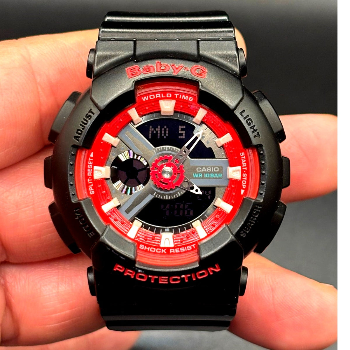 Casio Baby-G BA-110SN-1A Black Red Analog Digital Watch 100M