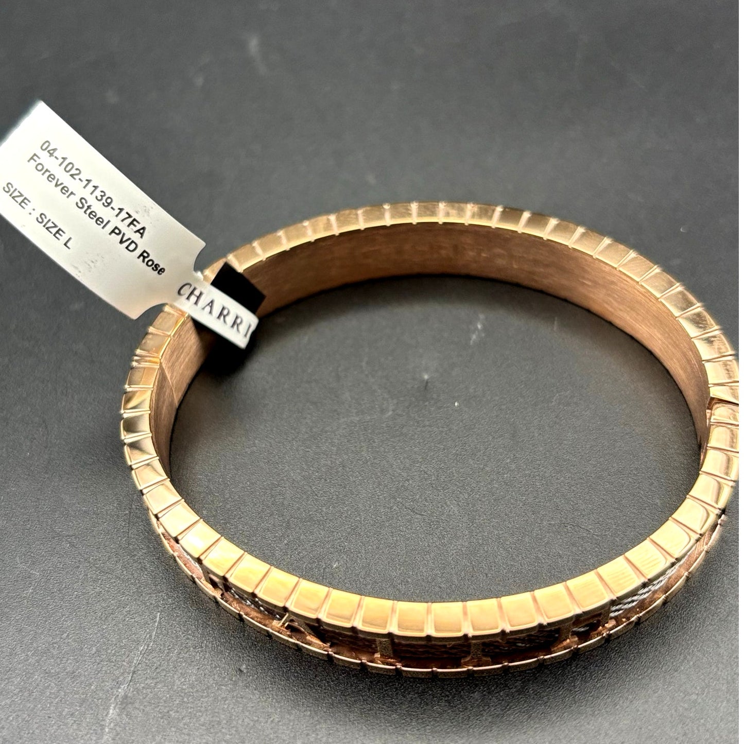 Charriol FAITH Stainless Steel & Rose Gold PVD Cable Bracelet 04-102-1139-17FA