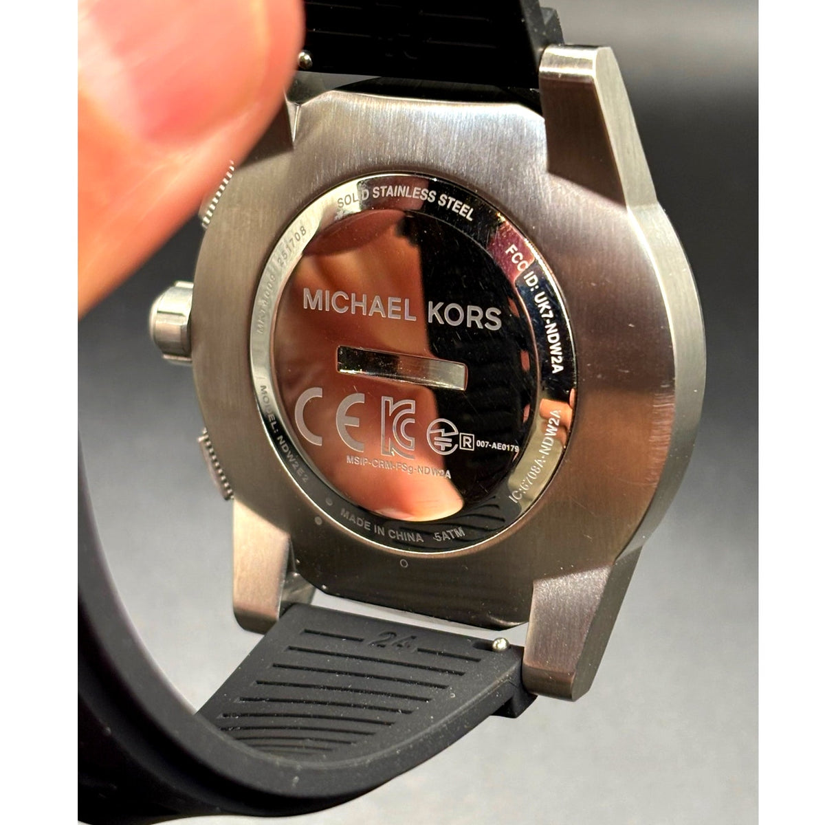 Michael Kors Access Grayson MKT4009 Hybrid Smartwatch 47mm Silver Black Strap