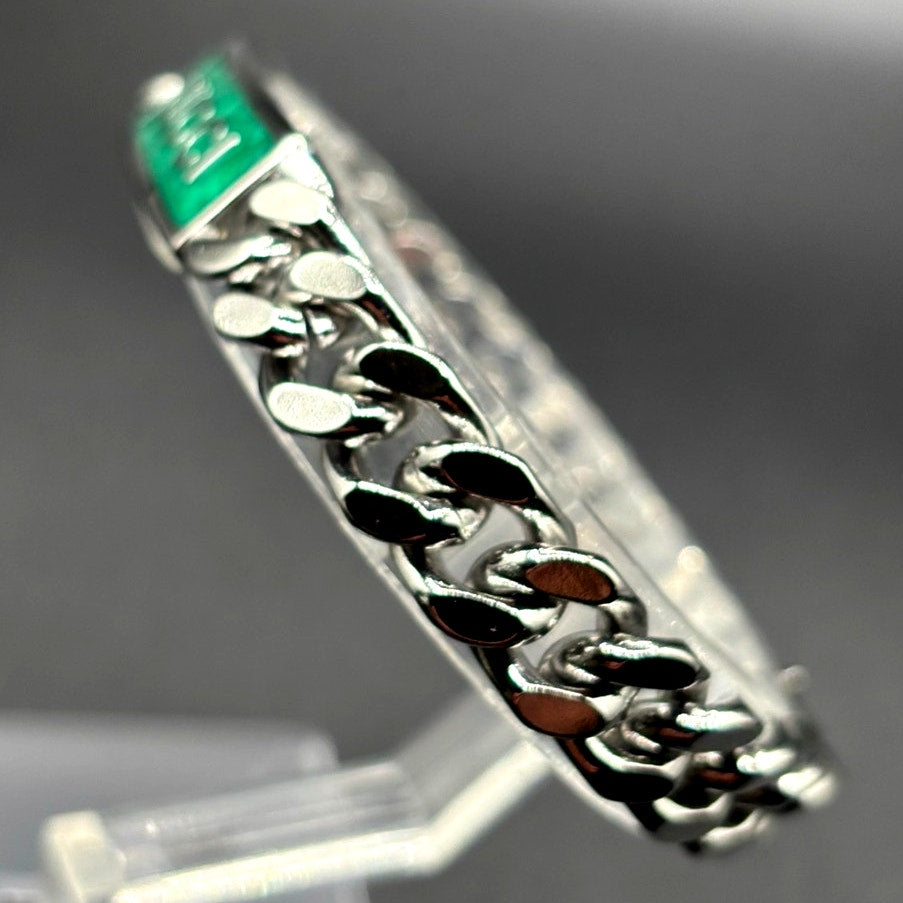 Gucci Sterling Silver Turquoise Enamel Logo ID Unisex Bracelet 7.5 NIB