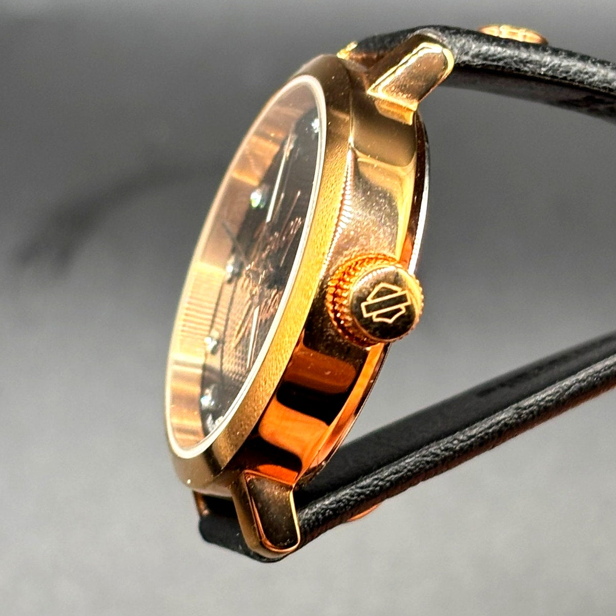 Bulova Harley-Davidson 77L109 Crystal Rose Gold Leather Wrap Women's Watch NIB