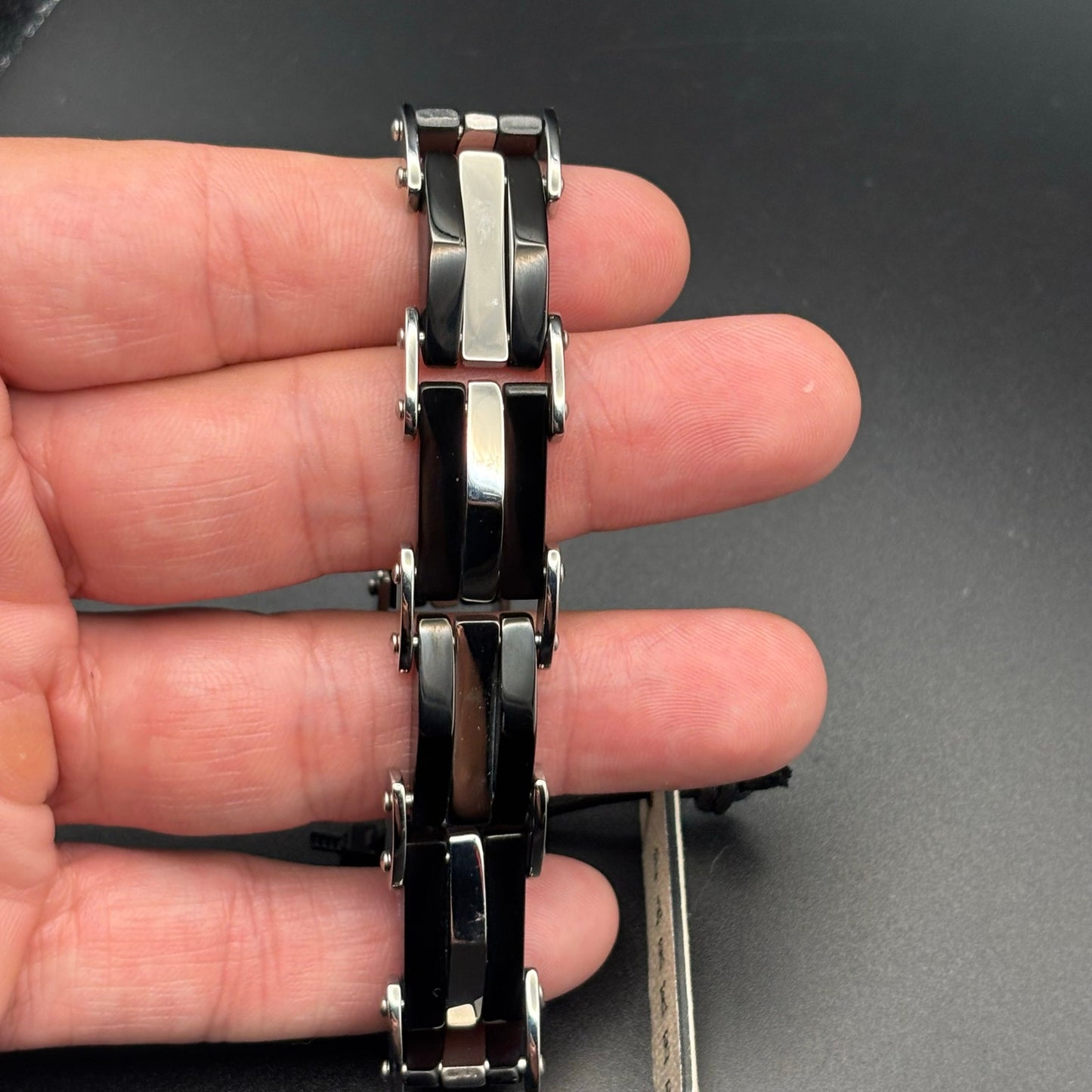 Mason Parker Mens TwoTone Stainless Steel Link Bracelet Gunmetal & Silver Finish