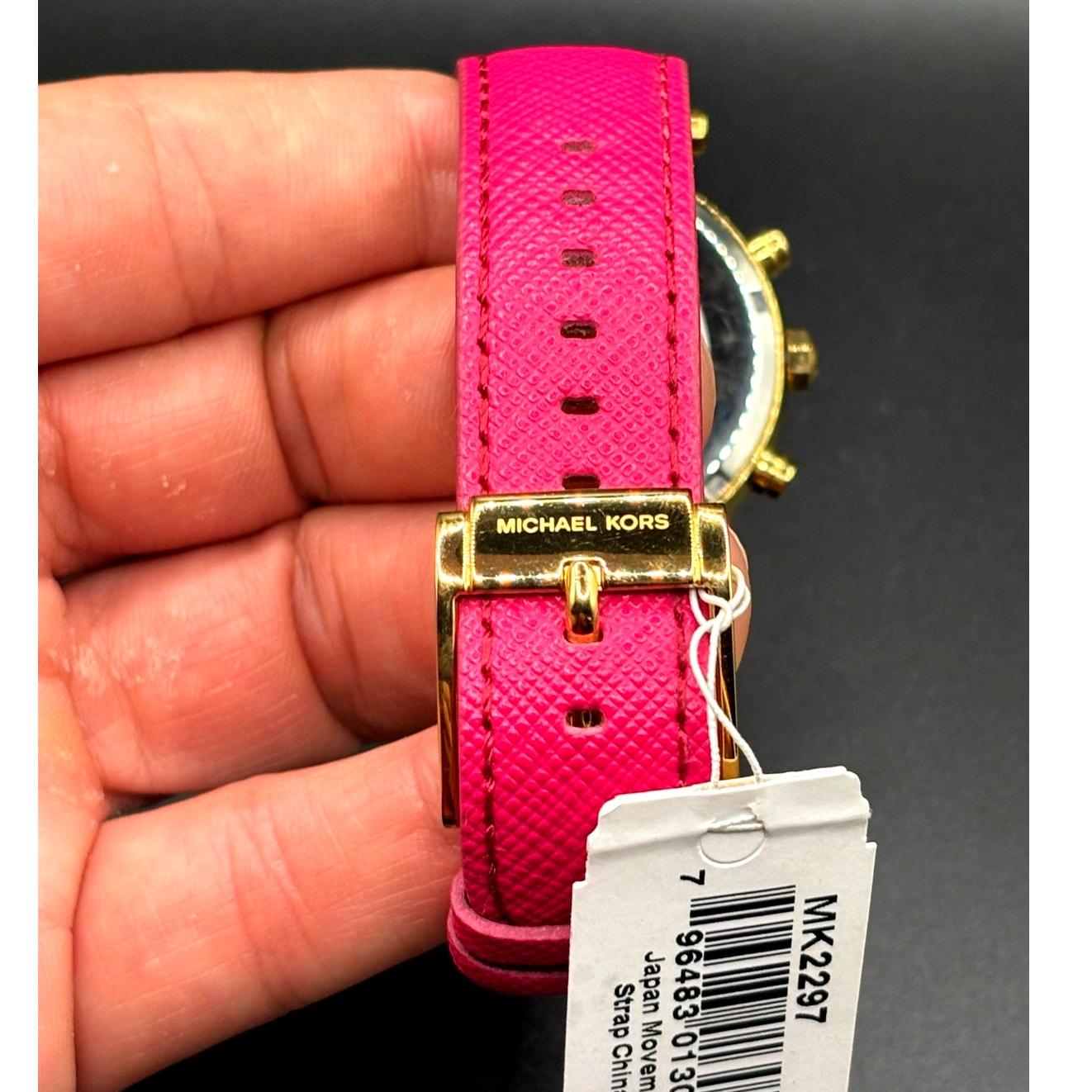 Michael Kors Parker MK2297 Crystal Chronograph Pink Leather Watch NWT