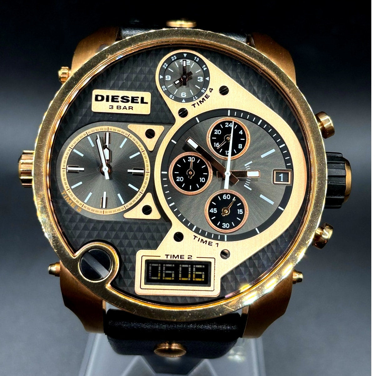 Diesel Mr. Daddy DZ7261 Men's Oversized Chrono Leather Analog Digital Watch