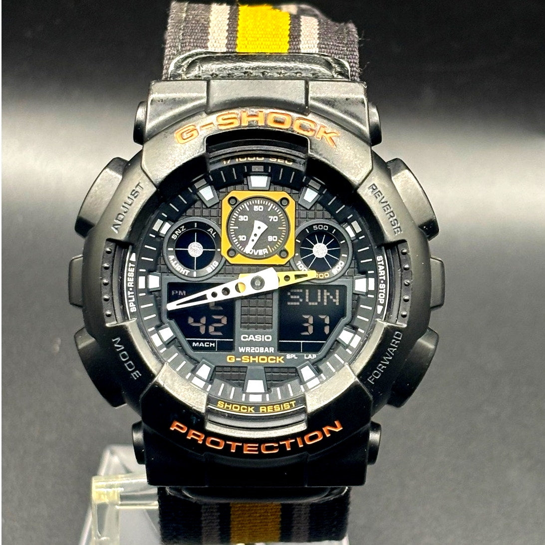 Casio G-Shock GA100MC-1A4 Military Color Black Gold  Nylon Cloth Men's Watch