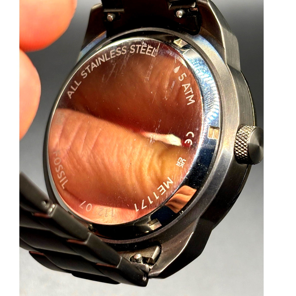 Fossil Bronson Twist ME1171 Semi Skeleton Smoke Stainless Steel 50mm Watch