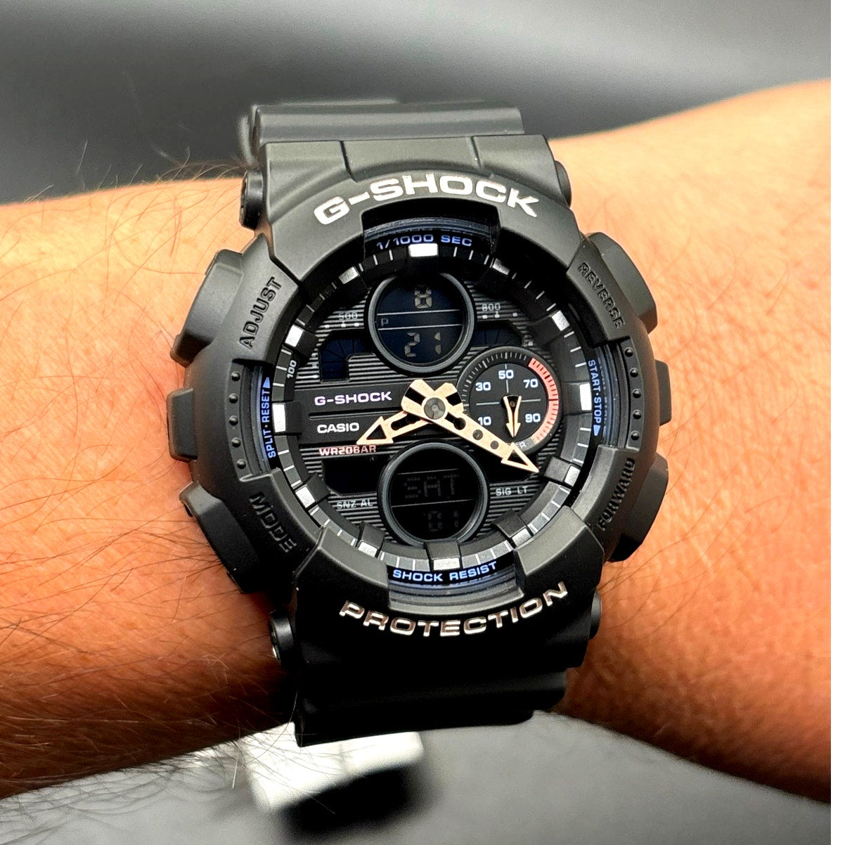 Casio G-Shock GMAS140-1A Womens Black Multicolor Analog Digital 45mm Watch NIBWT
