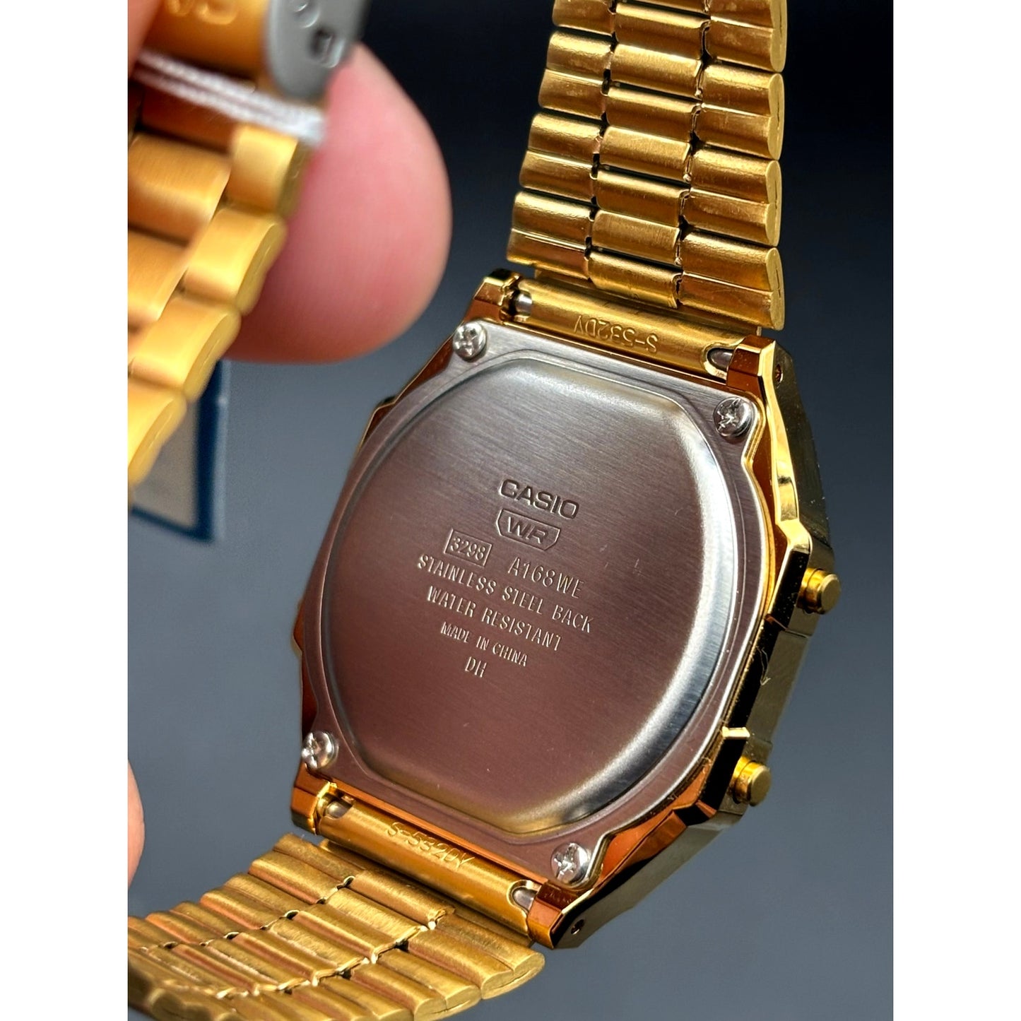 LWS Solarwave Prism A168 Gold Tone Stainless Steel Bracelet Digital Mod Watch