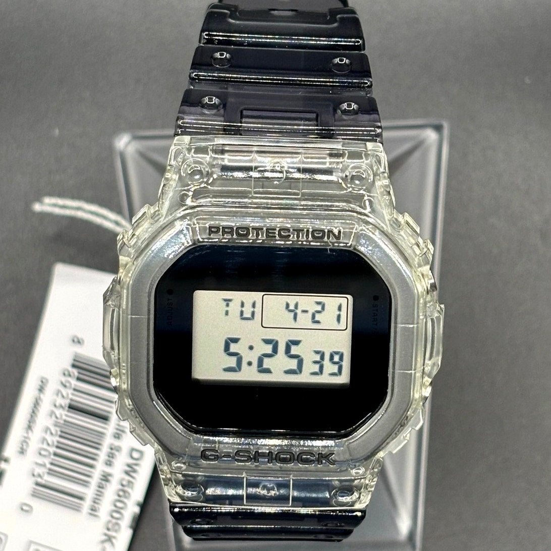 Casio G-Shock DW5600SK-1 Skeleton Clear Resin Digital Unisex Retro Watch NIBWT