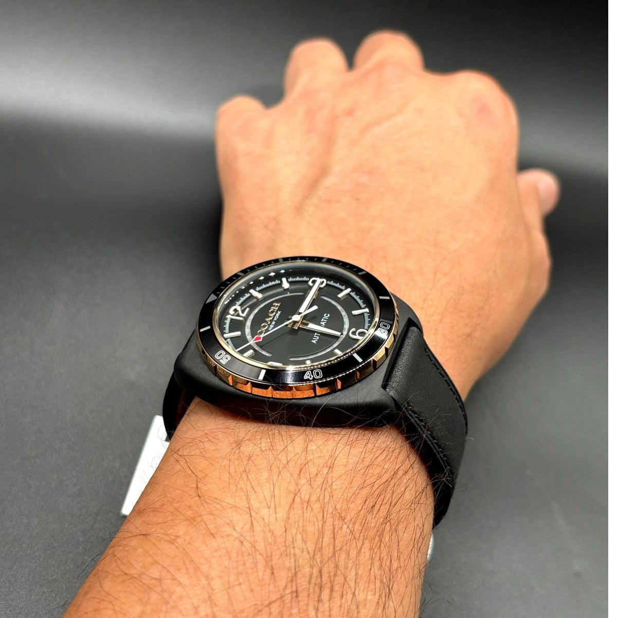 Coach Charter 14602734 Automatic 44mm Black Leather Men’s Watch NIBWT