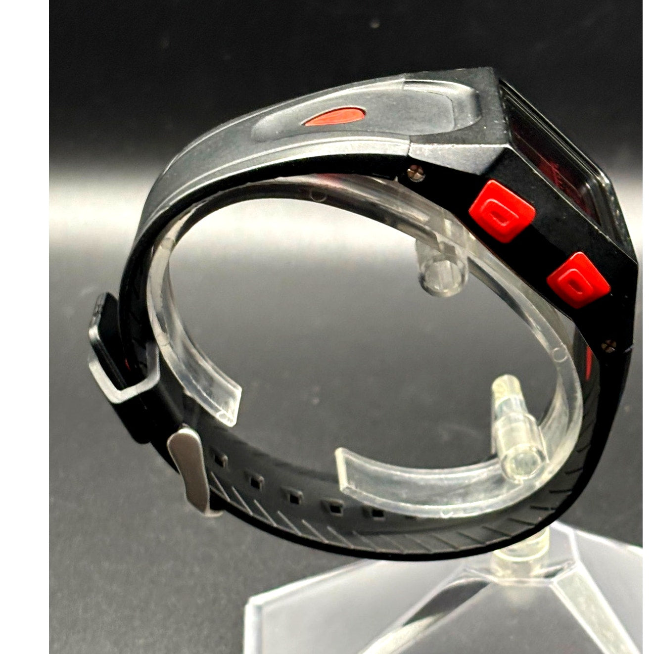 Nixon Lodown Digital Tide Surf Watch Black Red 100M Water Resistant