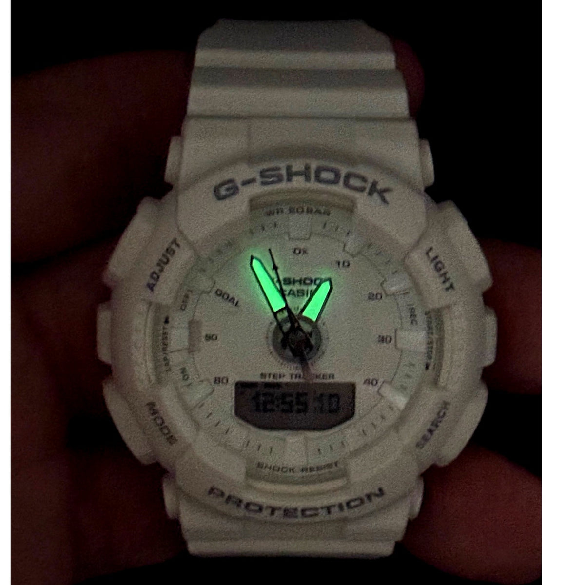Casio G-Shock GMAS130-7A Unisex White Analog Digital Step Tracker Watch