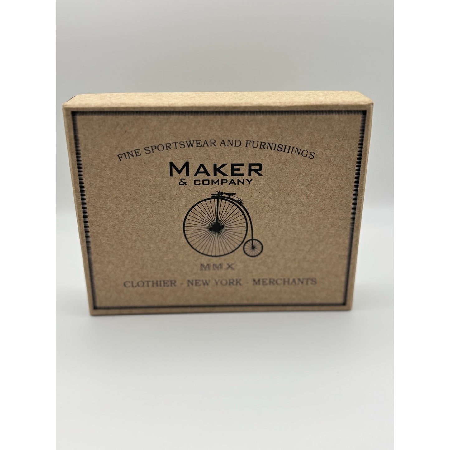 Maker & Company Leather Bifold Wallet. Black with White Stitching. New with Box