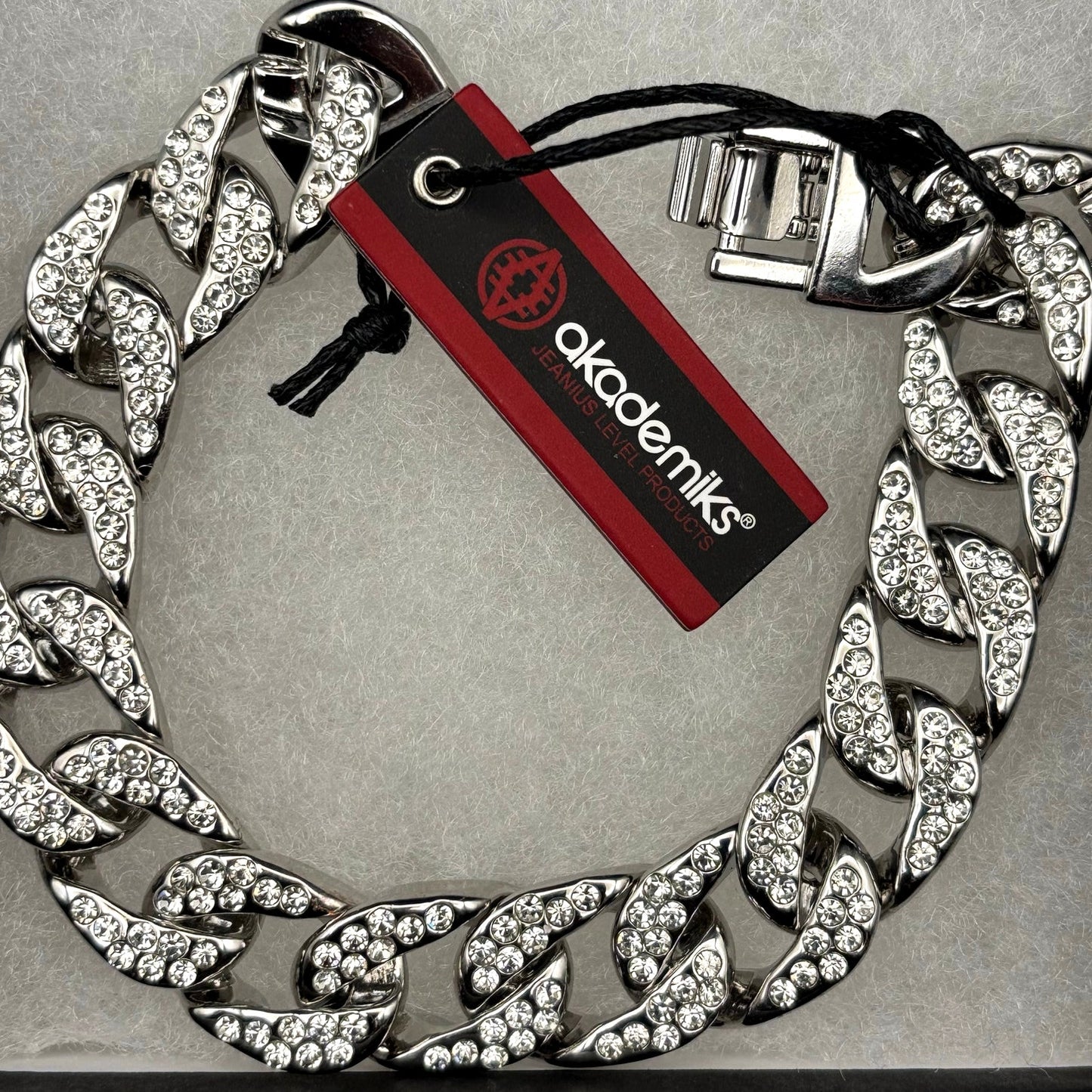 Akademiks Men’s Stainless Steel  240 Cubic Zirconia Cuban Link Iced Bracelet NWT