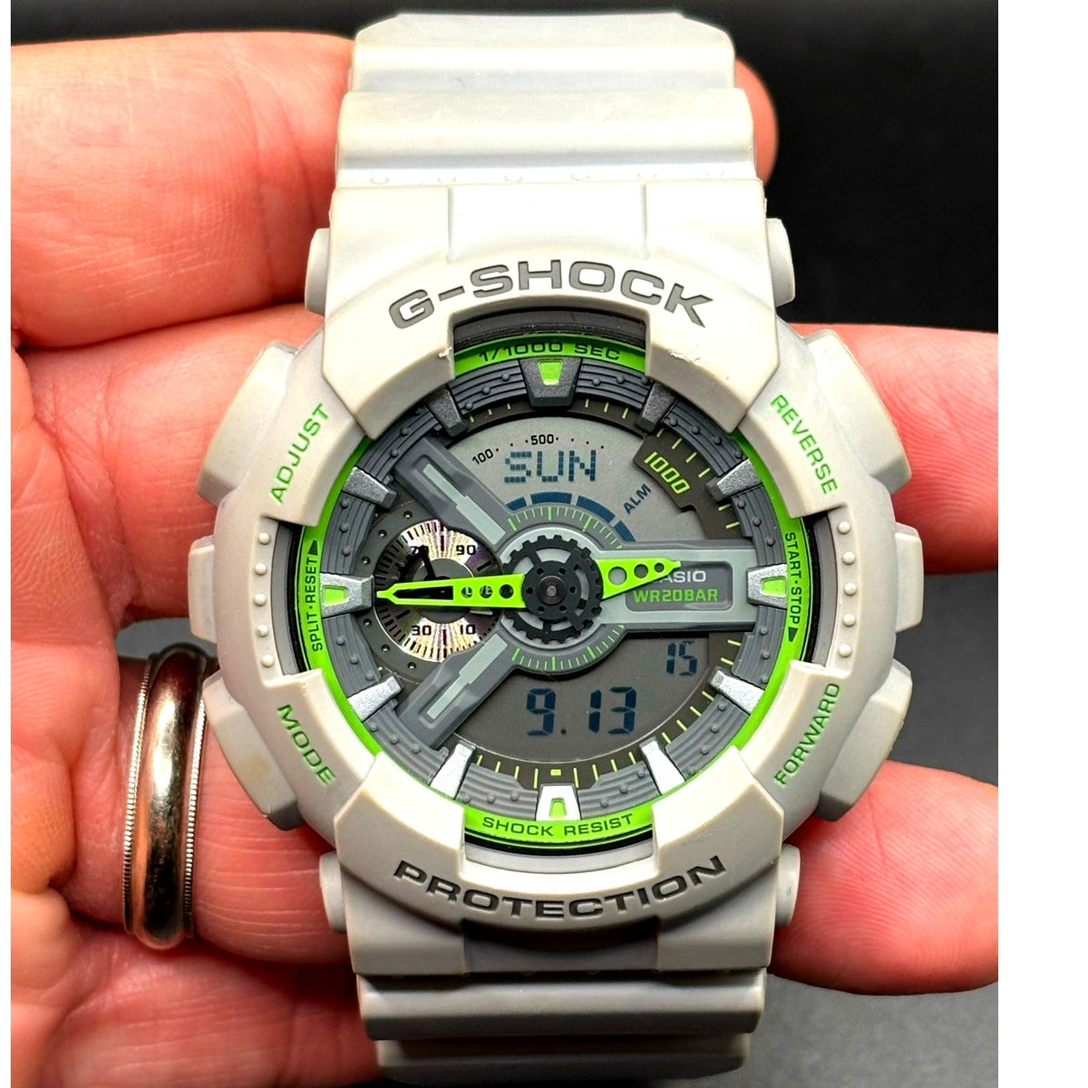 Casio G-Shock GA-110TS-8A3 Gray Neon Green Ana-Digi 51mm Men’s Watch