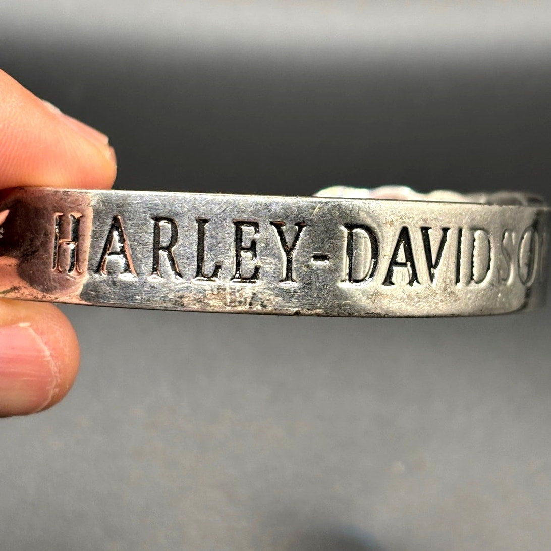 2005 Franklin Mint Harley-Davidson 925 Sterling Silver Gold Bar Shield Cuff