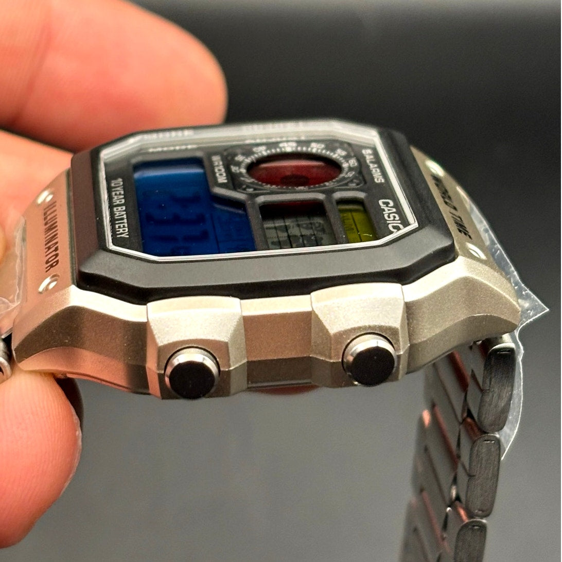 LWS Atlas Meridian Casio AE1200WHD World Time Stainless Steel Bracelet Mod Watch