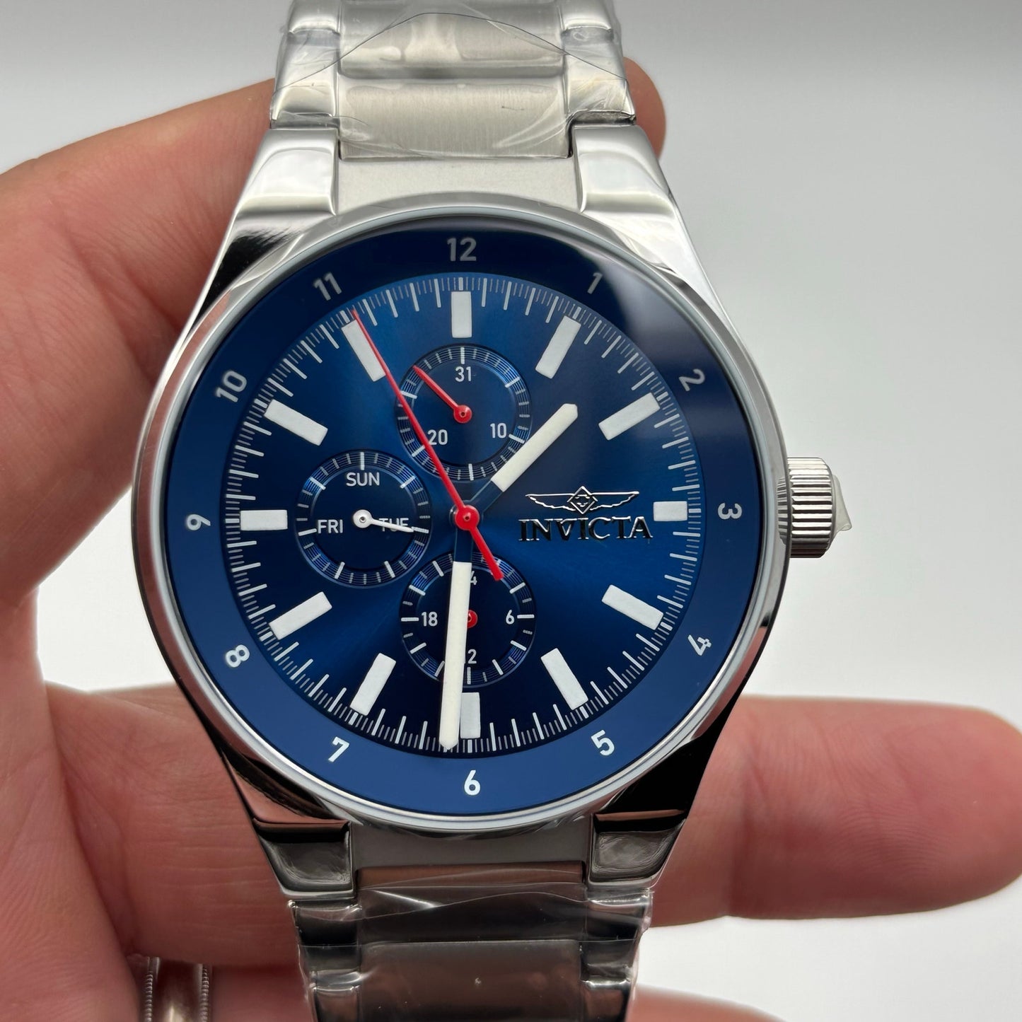 Invicta Racing 47548 Mens 44mm Stainless Steel Blue Dial Quartz 50m NIBWT
