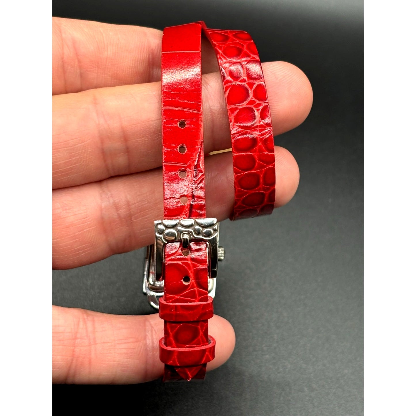 Brighton Petoskey Women's Genuine Italian Red Leather Strap Vintage Watch NIB