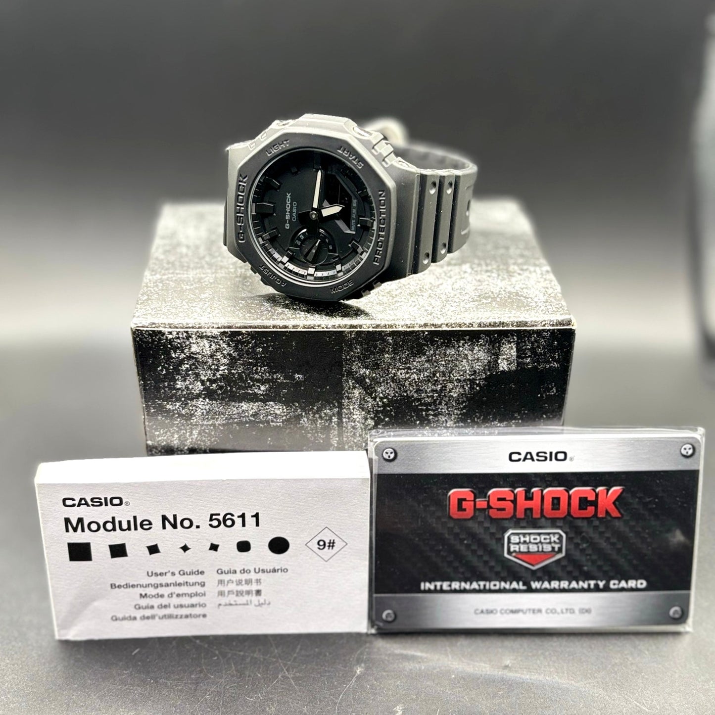 Casio G-Shock GA-2100-1A1 Monochrome Black Carbon Core Guard CasiOak Watch NIB