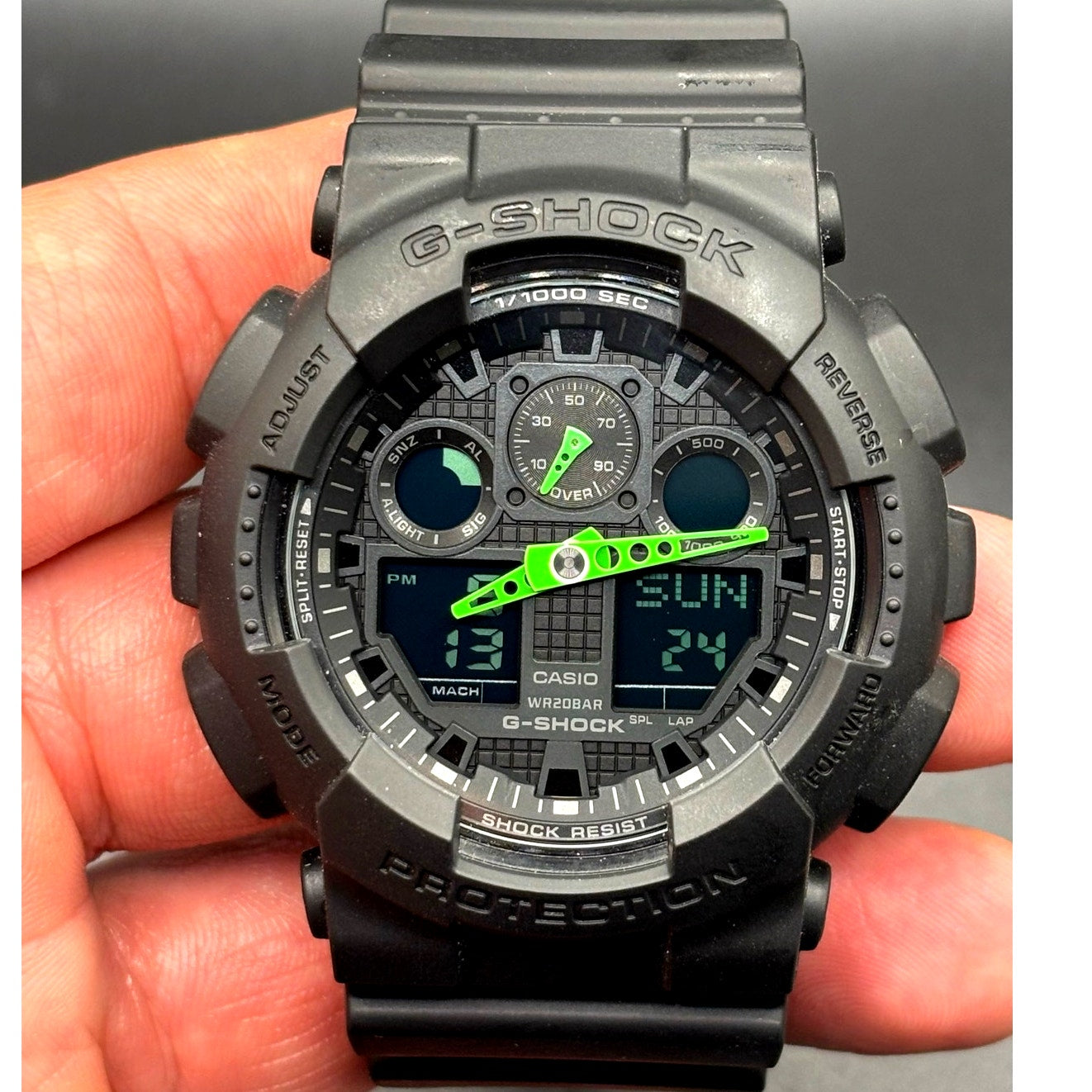 Casio G-Shock GA-100C-1A3 Black Green Analog Digital 200M 51mm Men's Watch NIB