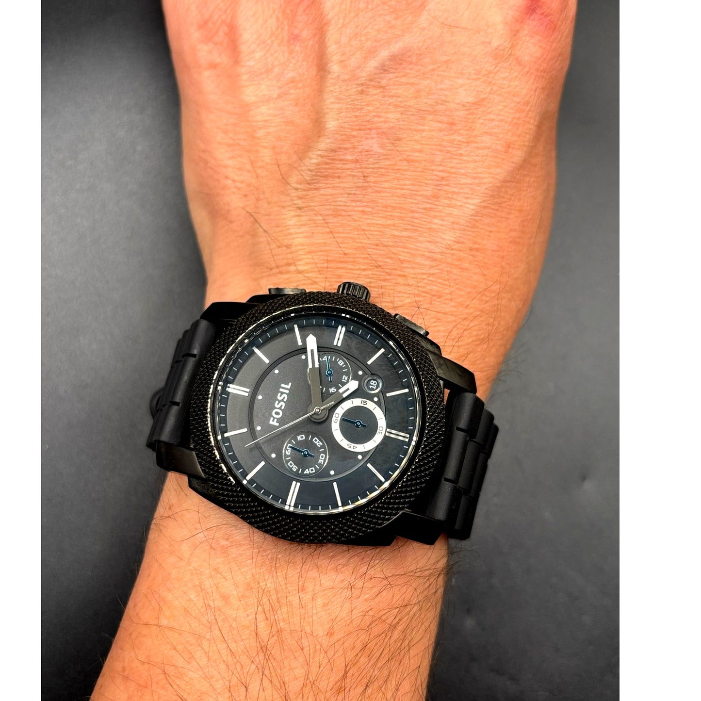 Fossil FS4487 Machine Chronograph Men’s Gunmetal Black Silicone Strap Watch