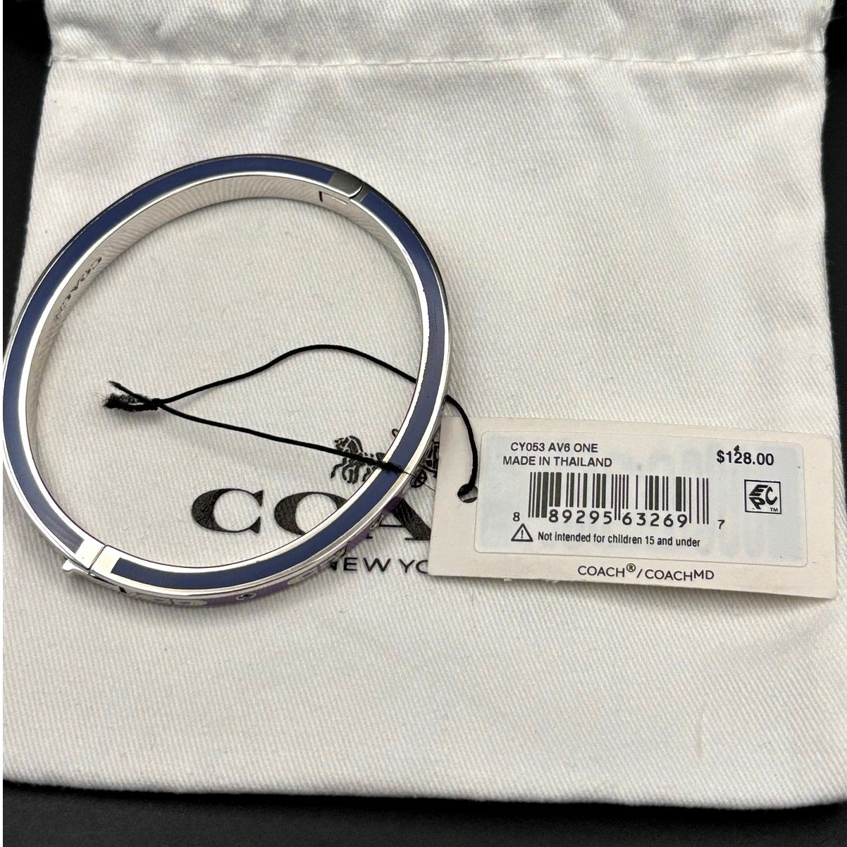 Coach CY053 Kissing Signature Enamel Hinged Bangle Purple and Blue Color NIBWT