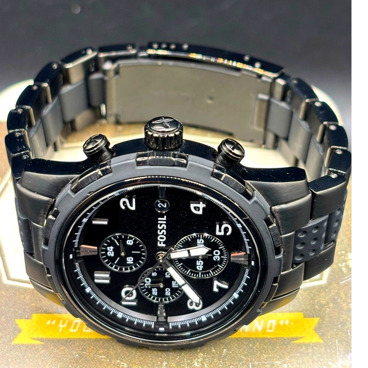 Fossil Dean FS4902 Black Chronograph Steel Silicone Men’s Watch 45mm