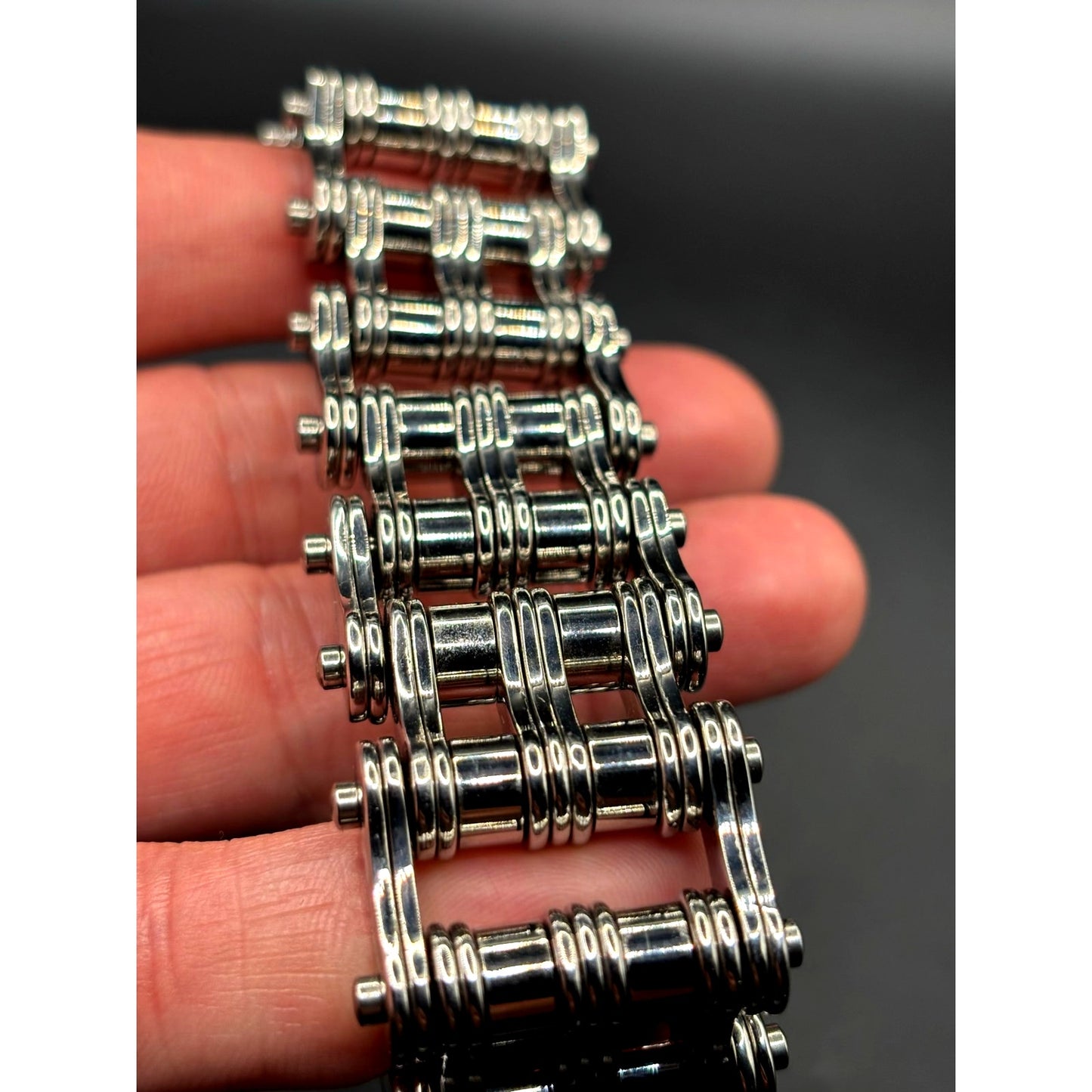 Men's Stainless Steel Motorcycle Double Chain Link 8.5" Bracelet Signed NEW
