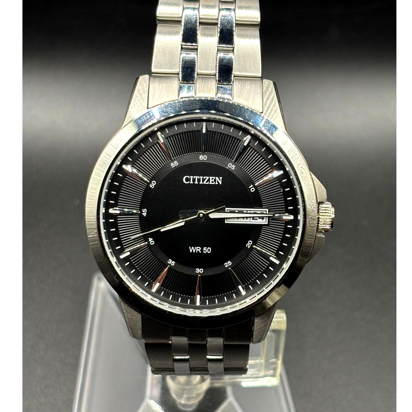 Citizen BF2011-51E Black Sunray Dial Day Date Quartz Men’s Stainless Steel Watch