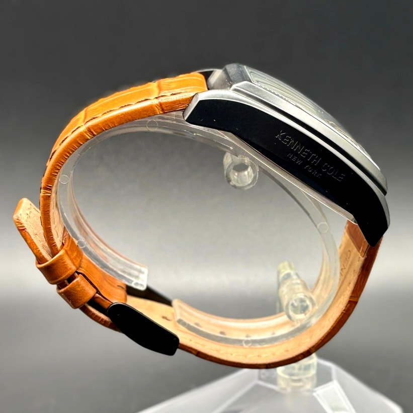 Kenneth Cole KC51083004 Automatic Skeleton Tonneau Leather Strap Men’s Watch