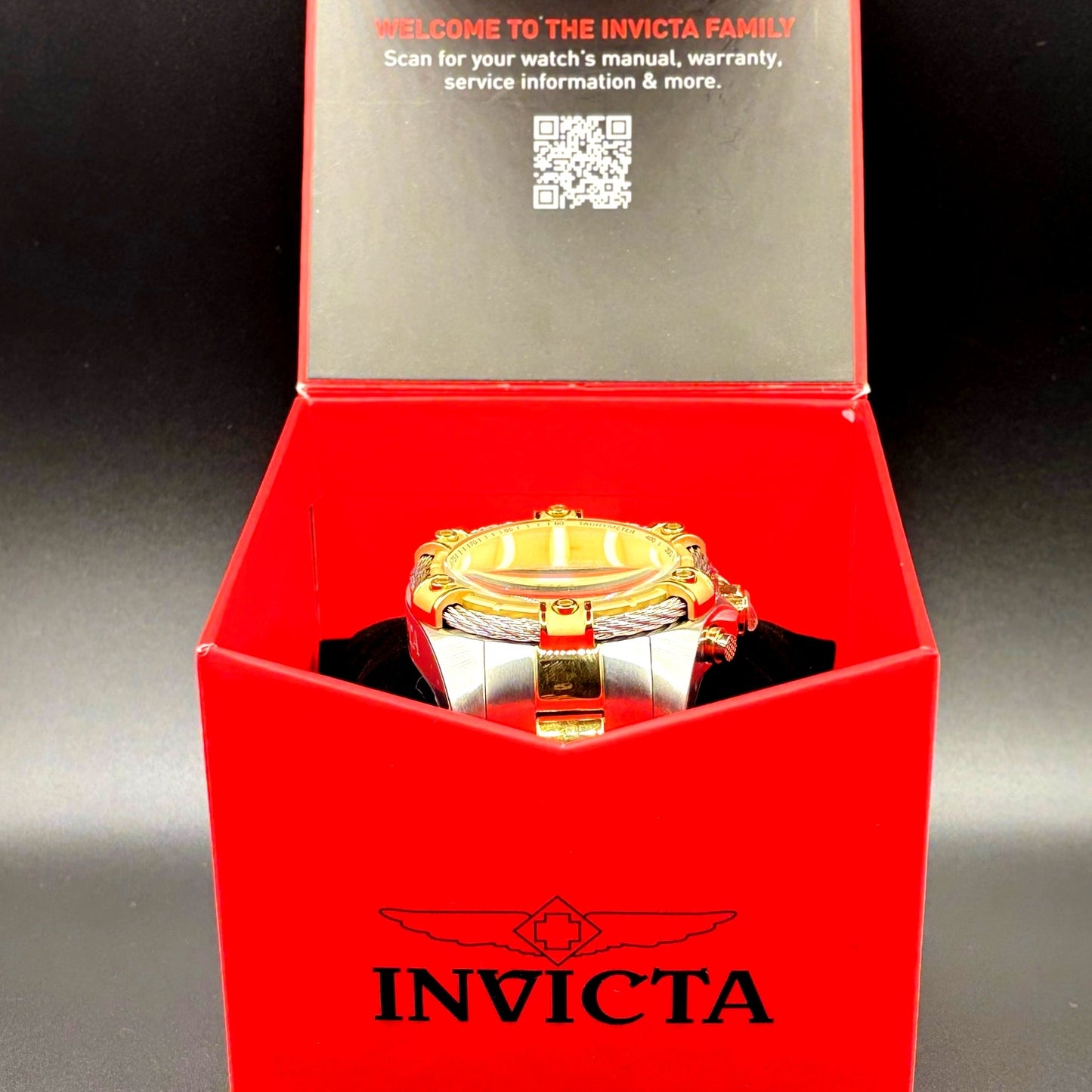 Invicta Bolt Ace 49747 Chronograph 52mm Gold Tone Cable Bezel Men’s Watch NIBWT