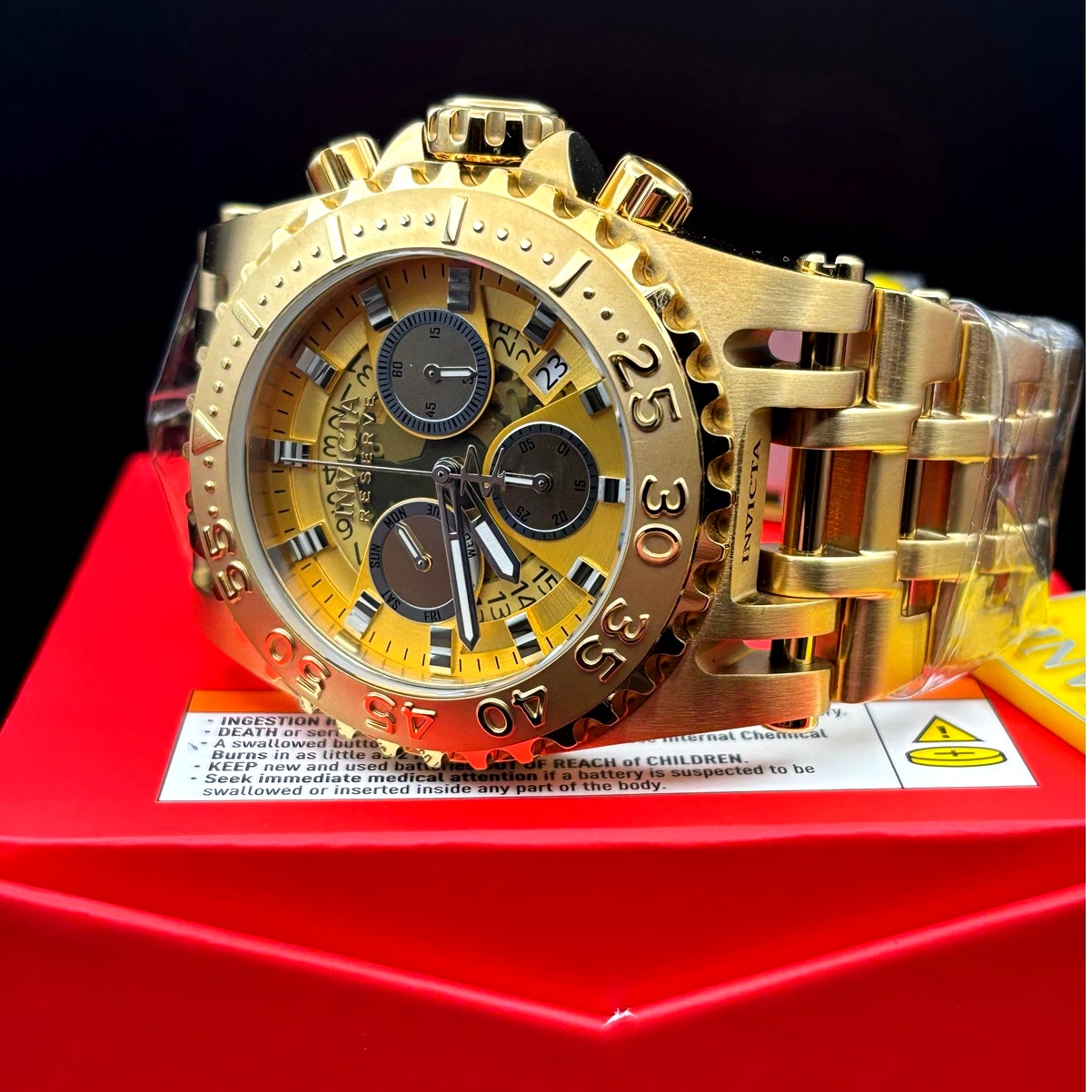 Invicta 45932 Mens Reserve Chaos Swiss Ronda Chrono Gold Tone Stainless Steel