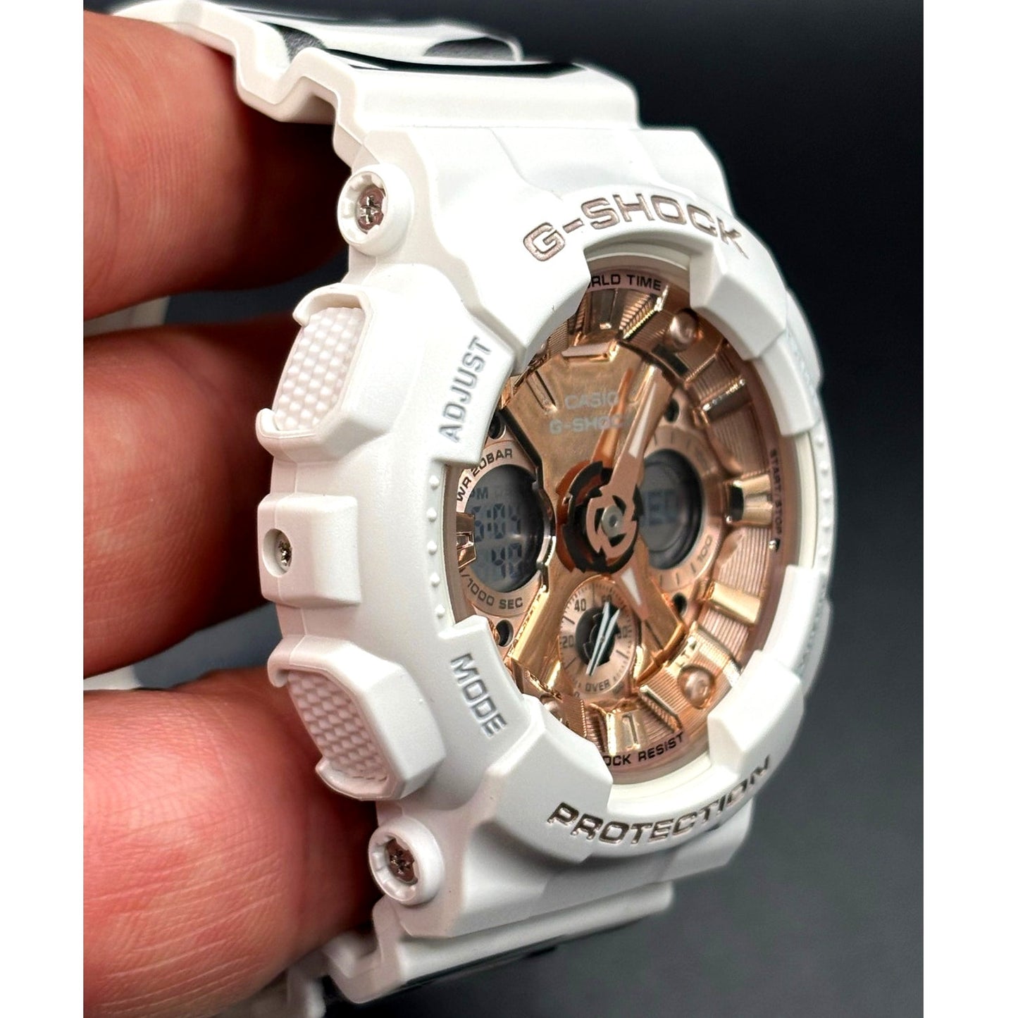 Casio G-Shock GMA-S120MF-7A2 White Rose Gold Zebra Strap NIBWT