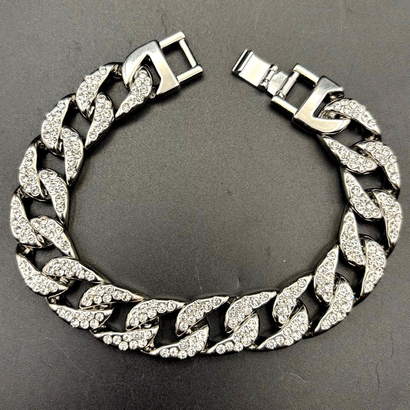 Akademiks Men’s Stainless Steel  240 Cubic Zirconia Cuban Link Iced Bracelet NWT
