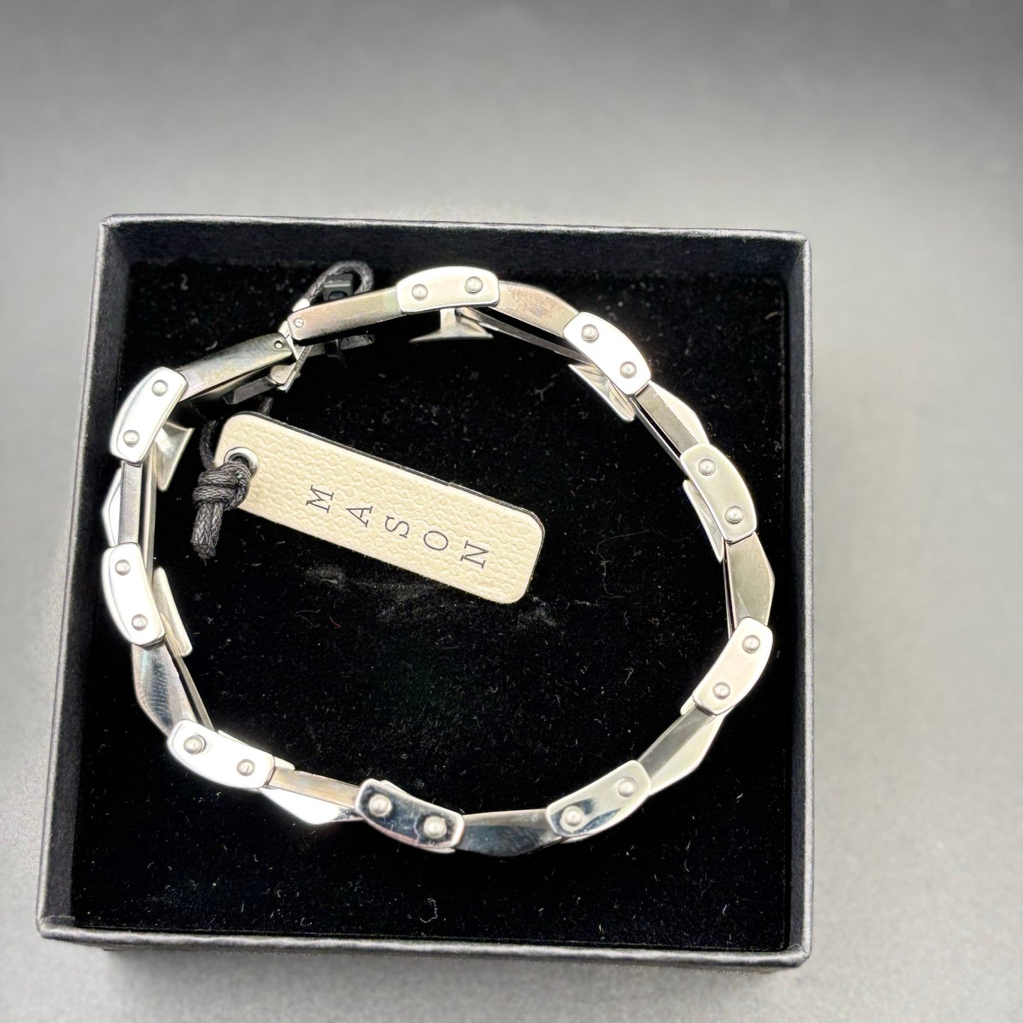 Mason Parker Mens TwoTone Stainless Steel Link Bracelet Gunmetal & Silver Finish