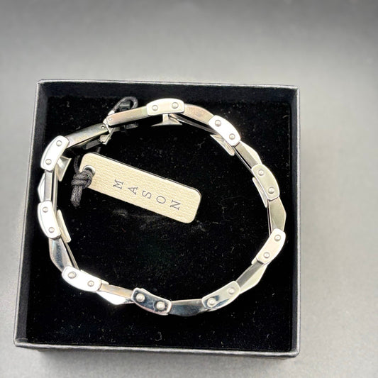Mason Parker Mens TwoTone Stainless Steel Link Bracelet Gunmetal & Silver Finish