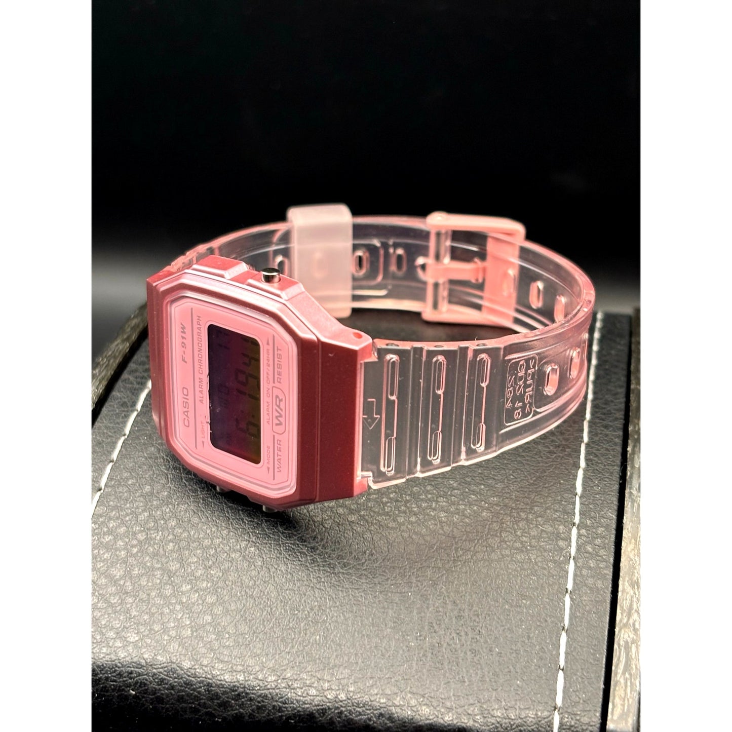 LWS Rosé Prism F91W Pink Clear Strap Digital Mod Watch