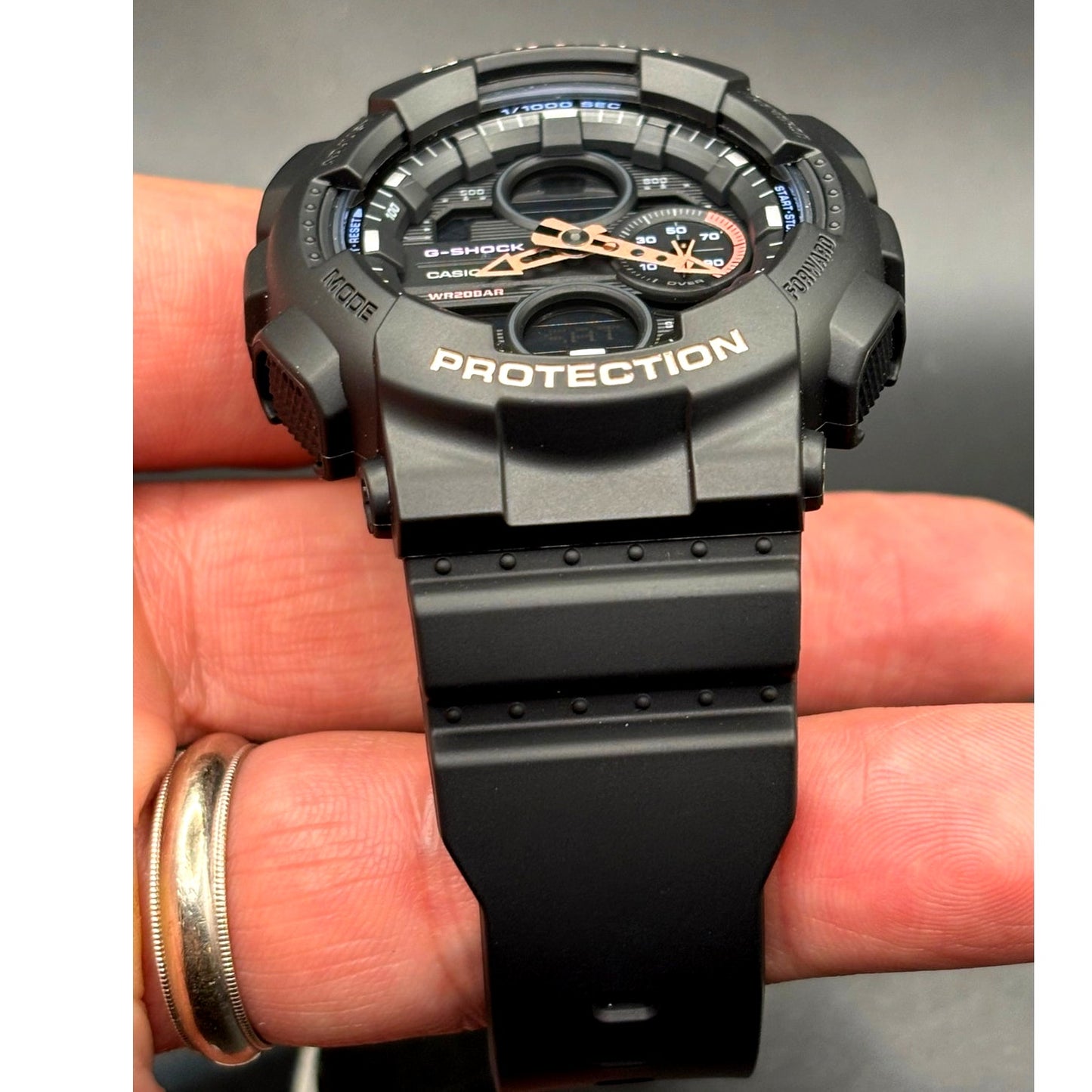 Casio G-Shock GMAS140-1A Womens Black Multicolor Analog Digital 45mm Watch NIBWT