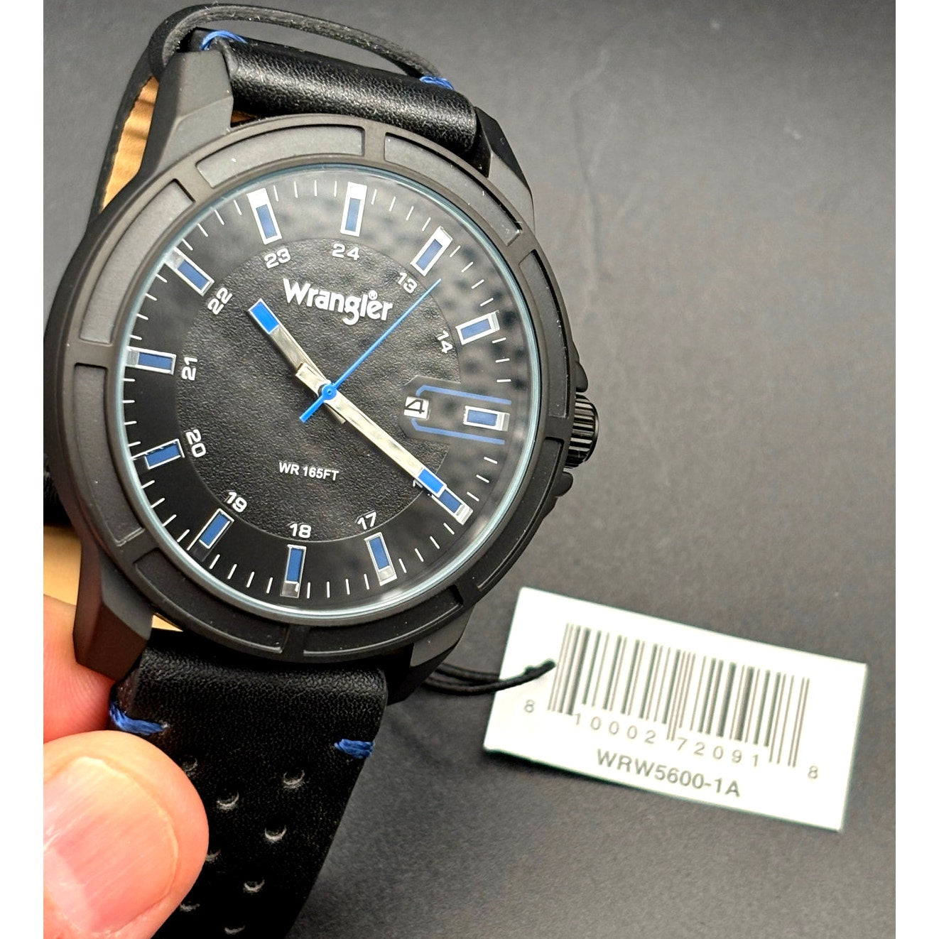 Wrangler WRW5600-1A Men’s Black Dial Leather Strap Watch NIBWT