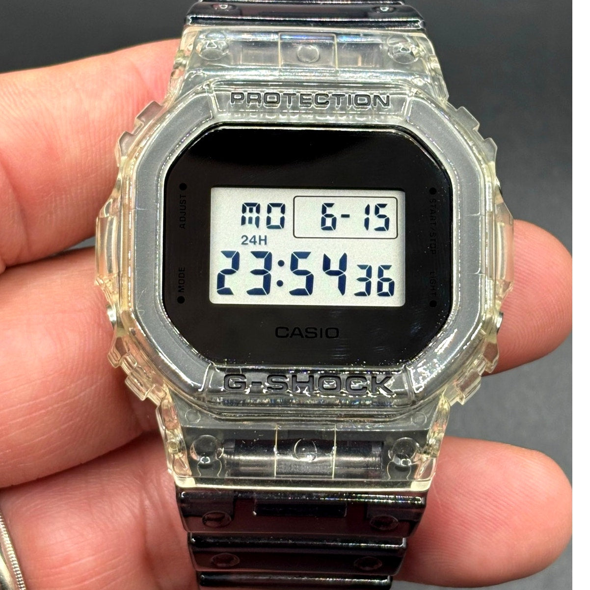 Casio G-Shock DW5600SK-1 Skeleton Clear Resin Digital Unisex Retro Watch