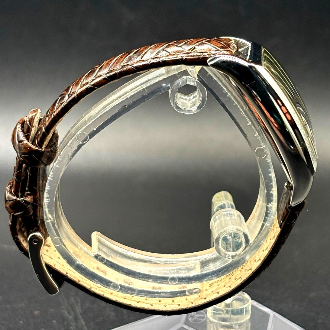 Tommy Bahama TB2126 Swiss Quartz Brown Leather Tonneau Women's Watch NIBWT