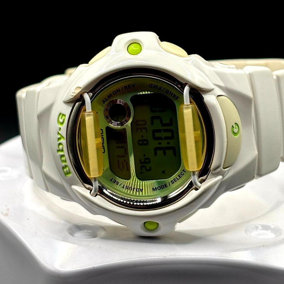 Casio Baby-G BG-169R-7C White Green Digital 200M Data Bank Watch