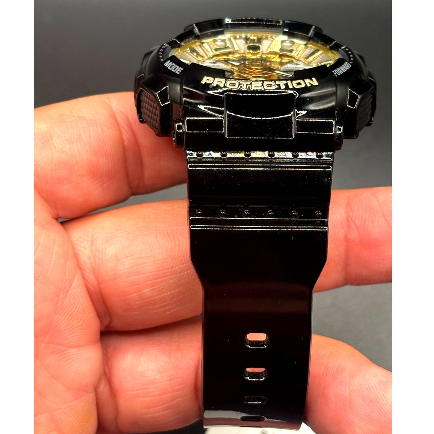 Casio G-Shock GMAS120GB-1A Women's Black Gold Silver Metallic Ana-Digi Watch NWT