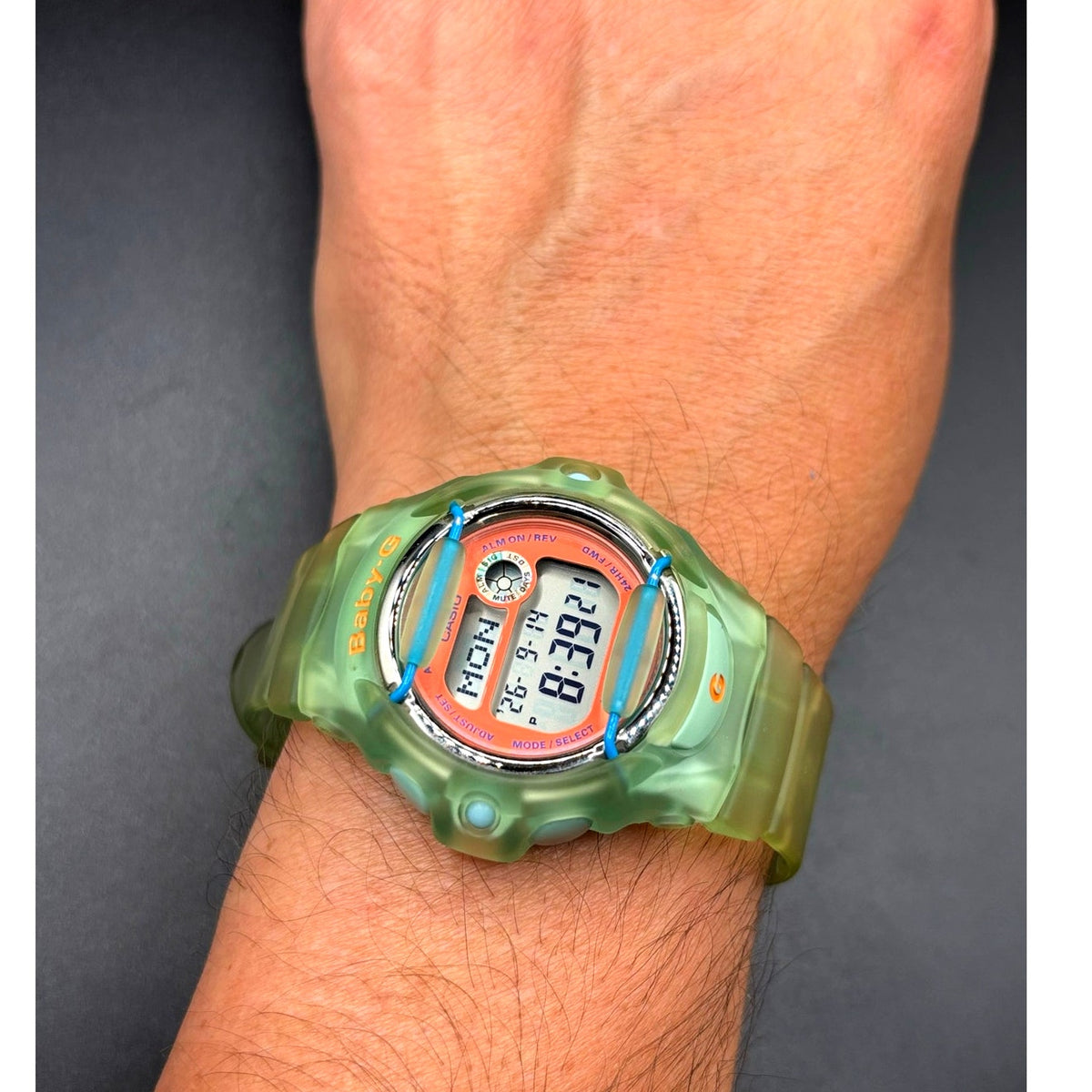 Casio Baby-G BG-169R Lime Green Translucent Digital Data Bank 200M Womens Watch