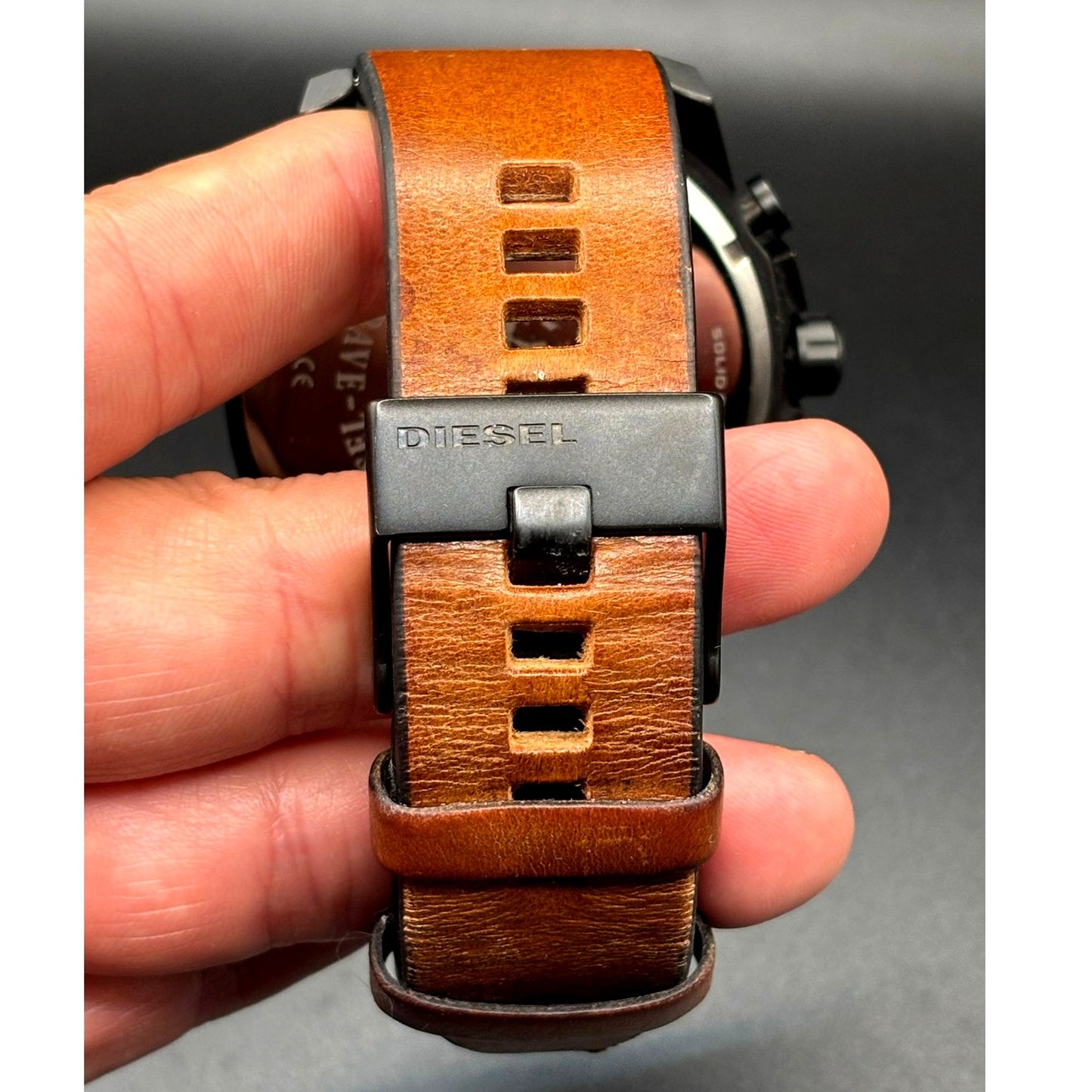 Diesel Mega Chief DZ4280 Iridescent Chronograph Tan Leather 51mm Watch
