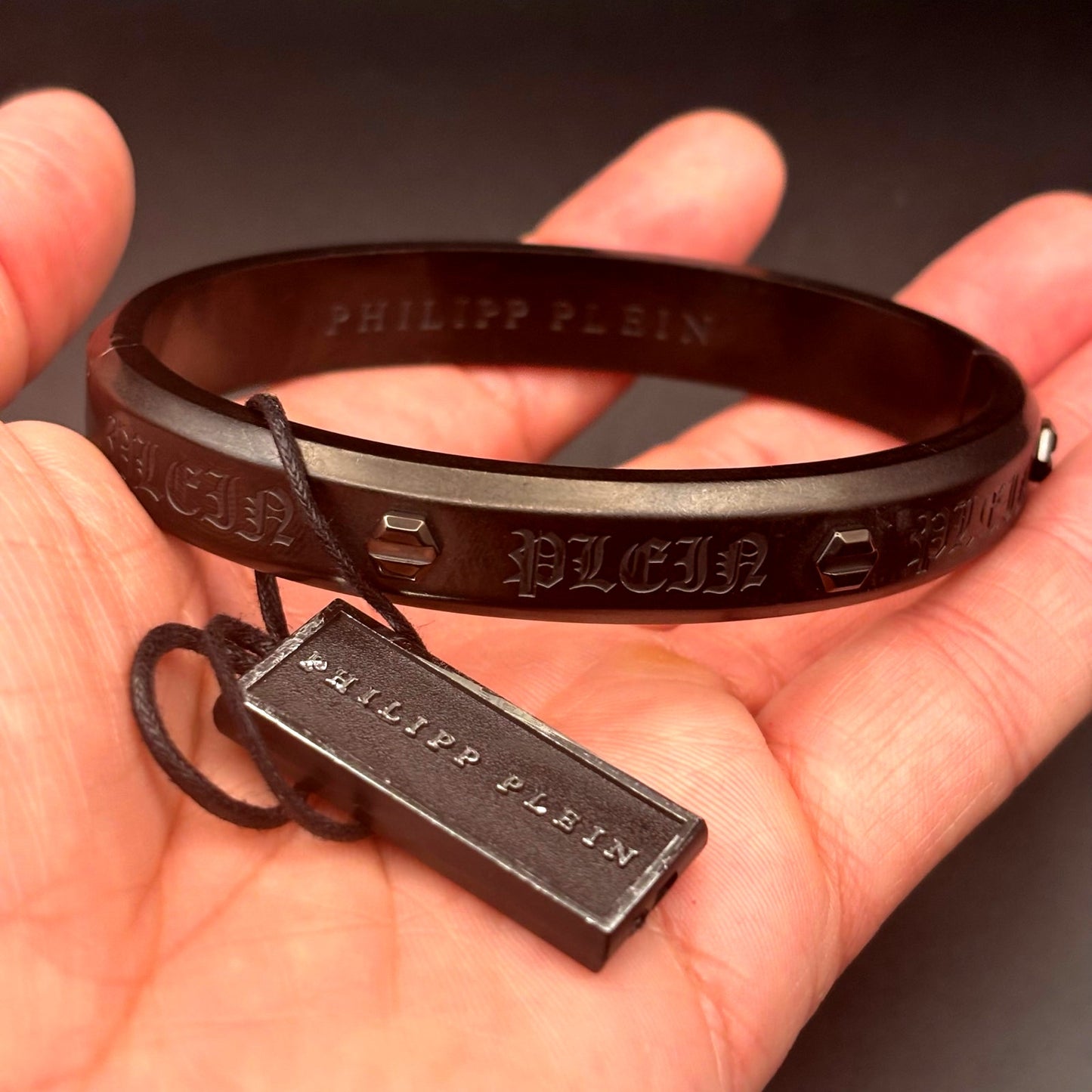 Philipp Plein PJ7AA17BL Mens Black Stainless Steel Hexagon Bracelet NIBWT