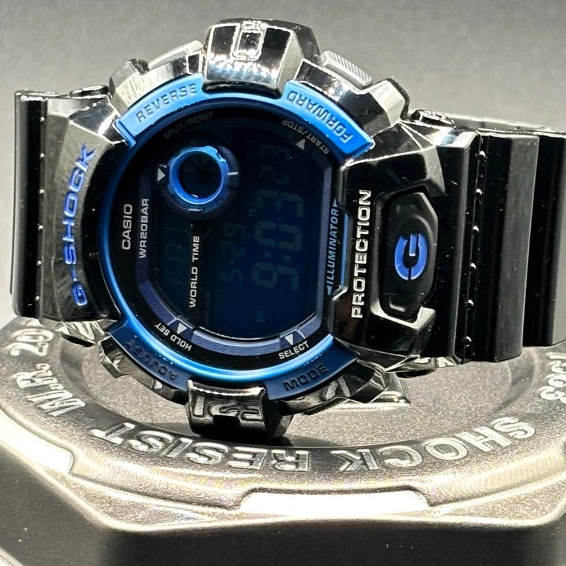 Casio G-Shock G-8900A-1 Glossy Black Blue Dial Digital Men’s Watch 200M NIB