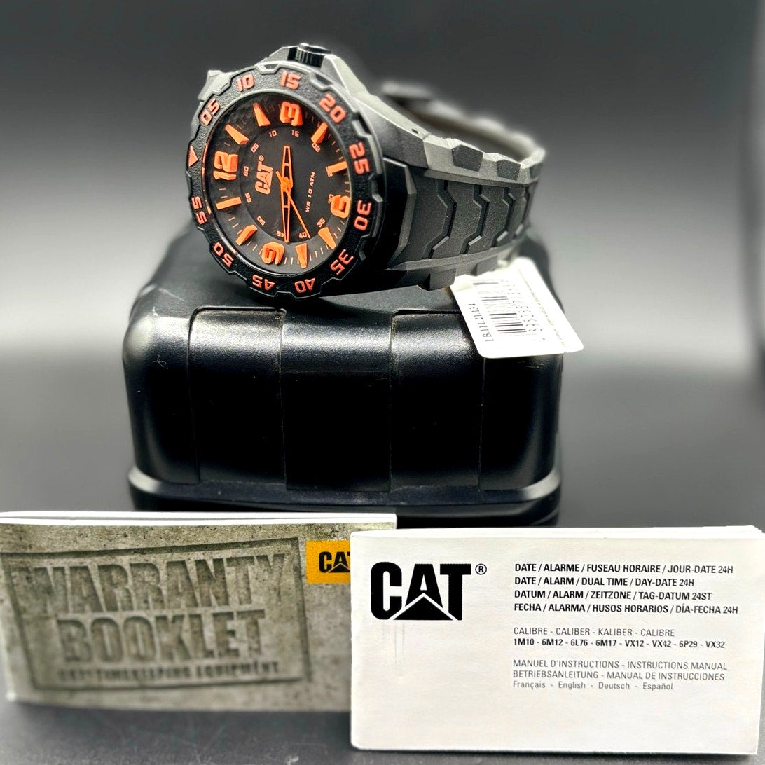 CAT Caterpillar Motion LB.111.21.134 Black Orange 45mm Men's Watch NIBWT